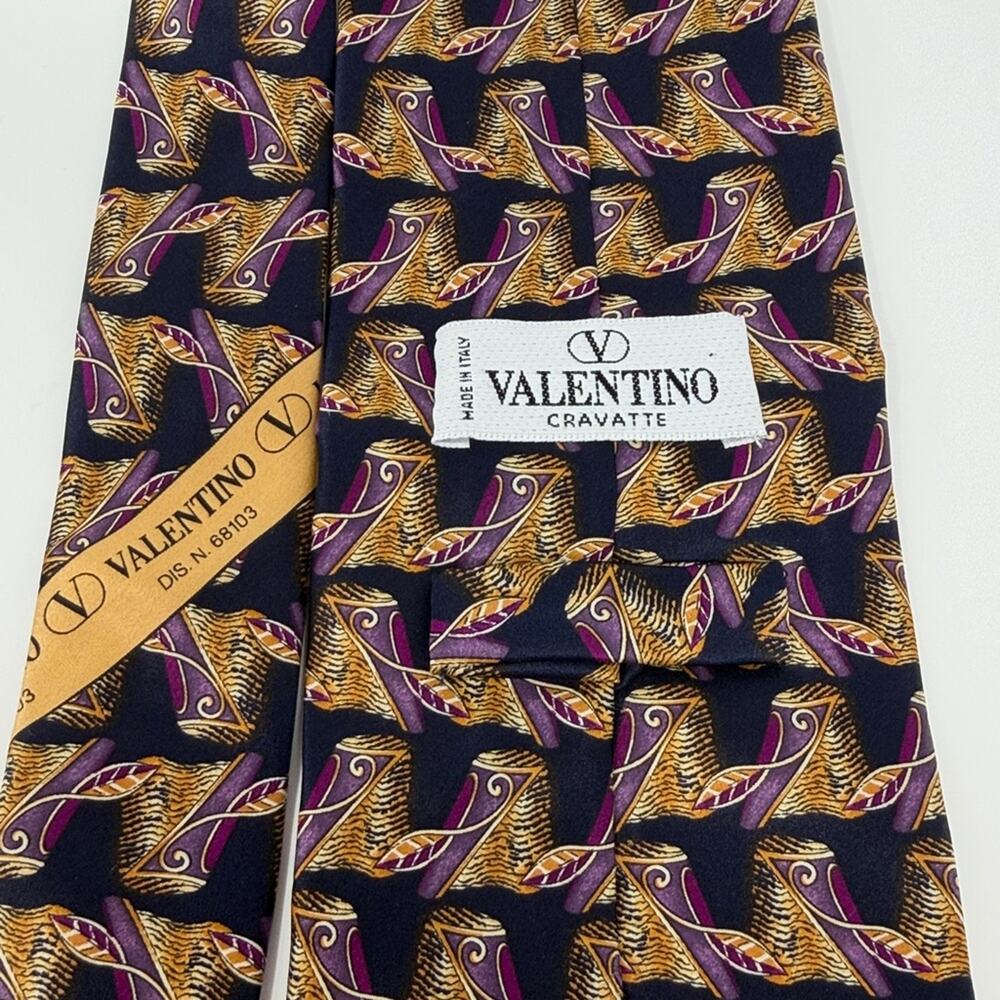 Valentino Cravatte 100% Silk Tie - Purple/Gold